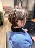 大人女子のハンサムショート×透明感カラー くすみカラー#6