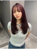 ホワイトグレージュ/デジタルパーマ/チェリーブラウン