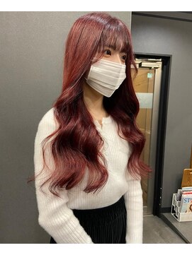 ボアップ 難波店(boappu) #プルエクステ#エクステ#レッド#暖色#ロングヘア