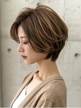 ルーファス 恵比寿 渋谷(Ruufus) 【50代60代】大人ショートボブ／面長／白髪ぼかし／髪質改善