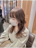可愛いピンクブラウン♪外巻き可愛いセミロング　群馬太田艶髪