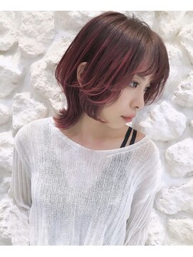 ルア モアナ バイ ヘッドライト 小田原2号店(Lua Moana by HEADLIGHT) #ウルフボブ#ウルフカット女子#ピンクカラー