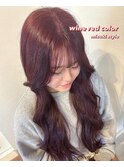 #wine red color#ブリーチなしwcolor