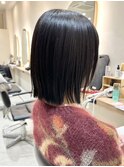 横浜タッセルボブショコラブラウン切りっぱなしボブショートボブ