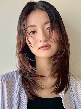 ガーデン 銀座(GARDEN) ミディアムレイヤー/くびれヘア/アプリコットオレンジ/20代/30代