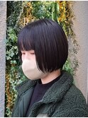 ミニボブ×地毛風カラー《西新/百道浜》髪質改善/ぱっつん前髪
