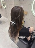 編み込みハーフアップ