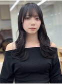 ロングレイヤーカット/外巻き/前髪カット