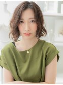 アシンメトリーかきあげ前髪くせ毛風小顔ボブa越谷20代30代40代