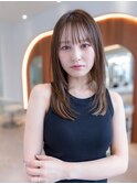 大人かわいい前髪セシルカットココアブラウンフリンジウェーブ 