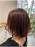 ロングから心機一転バッサリピンクブラウン