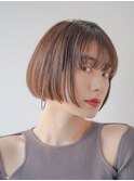 オリーブベージュ/ウェットヘア /レイヤーカット /平塚