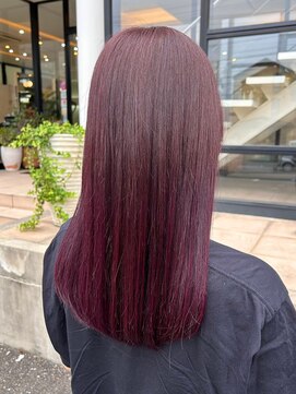 ヘアーアンドエステ ハラダ 滝ノ水店(Hair&Esthe Harada) 暖色系カラー/チェリーレッド/丸みロング