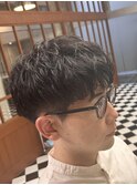 スパイキーショートブルーブラックフェザーパーマサーフカールY