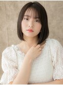 シースルーバングココアブラウン前下がりボブ310W北浦和30代40代