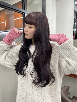 ニコ トウキョウ 渋谷(nico TOKYO) ダブルカラーチェリーレッドピンクブラウン韓国レイヤーロング