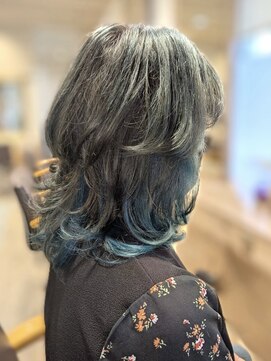 ヘアーズファイン(hair's fine) 春色◎ミディアムレイヤー×インナーオリーブ透明感カラー