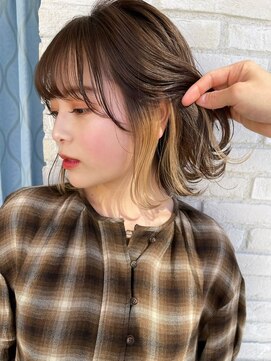 ロンドアジュール 横浜(Lond azur) 外ハネボブ×インナーカラー