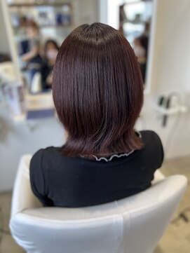 ヘアーデェカラー(hair de KOLOR) 【つくば】外ハネミディ×レッド系カラー20代30代40代