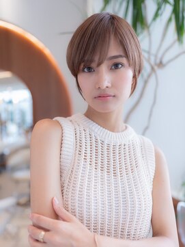 ハバナ 渋谷(HAVANA) 20代30代大人可愛い斜めバング小顔ショートボブシルキーベージュ