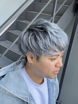 バロンビューティー(BARON Beauty) メンズ/ホワイトグレー/ブリーチ/アッシュ/マッシュ/ショート