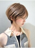 前髪あり耳掛け丸みくびれ大人ショートボブ20代30代40代50代*