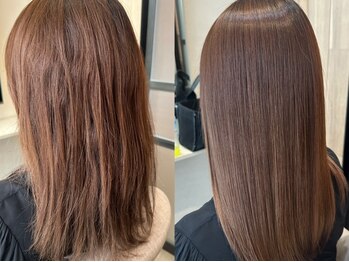 クレーヌ(CREINE)の写真/今までにない、柔らかな質感と艶感に感動◎ダメージを抑えた縮毛矯正で理想のストレートに♪
