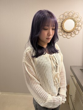 チャプター 問屋町(chapter) ケアブリーチラベンダーパープル顔まわりレイヤーカット韓国ヘア