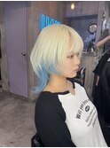 ミルクティーブロンドニュアンスウルフワンホンレイヤー渋谷