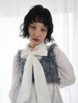 ヴィジョン(VISION)&nbsp;黒髪ボブ/ショートパーマ/オン眉/ニュアンスパーマ/束感