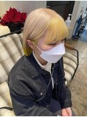 ◎white beige × point yellow