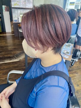 ガルボ ヘアー(garbo hair) バレイヤージュ　ショート　ハイライト　エアタッチ　にしむら