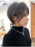 ハイライト白髪ぼかしダブルカラーインナーカラーショートボブ