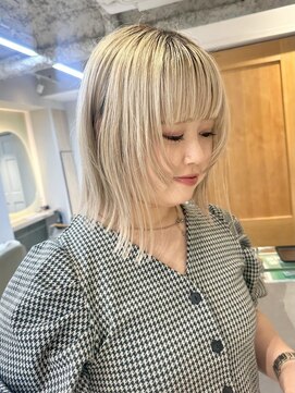 テトラ バイ ネオリーブ 横浜西口店(tetra by neolive) 顔周りカット レイヤー ウルフカット ミルクティー