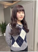 チェリーブラウン大人ガーリーウェーブミディアム似合わせカット