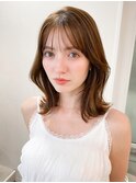 くびれヘアアプリコットオレンジ夏ヘアハイライトカラー韓国ヘア