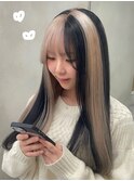 16888黒髪フォックスカラーシルバーベージュルールカラー