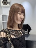クールショート前髪イメチェンピンクベージュアンブレラカラー