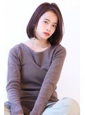 マロンベージュ似合わせカットの前下がりボブ