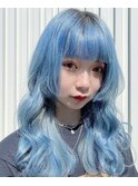 【MORGAN】アイスブルーロングウルフ
