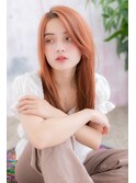 オレンジブラウンで外国人風♪大人ガーリー派手めラブロングb
