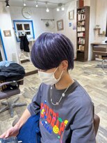 リッカヘアー(Ricca hair) パープルアッシュバイオレット束感ショートツーブロックマッシュ