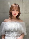 ダブルカラーブリーチなしミルクティーベージュ韓国ボブ