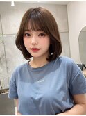 韓国風レイヤーカット小顔ボブ/黒髪地毛風カラー/池袋