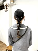 お呼ばれヘアアレンジ/タイトヘア/編みおろしアレンジ