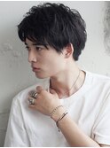 スパイキーショートブルーブラックフェザーパーマサーフカール