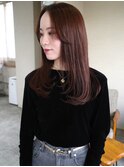 前髪なし ロングレイヤー レッドブラウン【鹿児島中央】