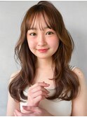 薄めバング美髪デジタルパーマ愛され結べるボブセミディ艶感
