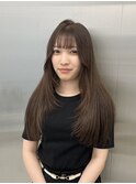 ワンカールレイヤー、ブリーチなし透明感グレージュ♪