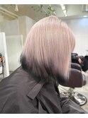 切りっぱなしボブ×裾カラー